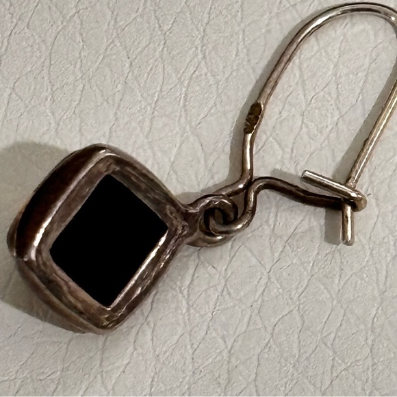 Sterling silver Amber dangle articulated pierced earrings - Picture 4 of 6